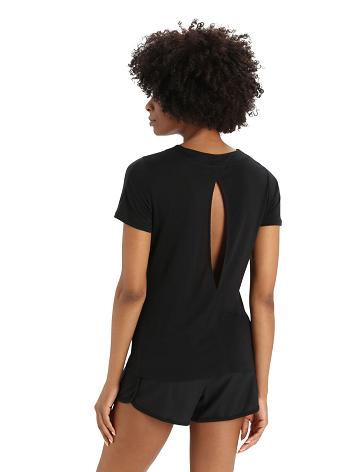 Dámské Tričko Icebreaker ZoneKnit™ Merino Krátké Sleeve Slit Back Černé | CZ 1344BEXC